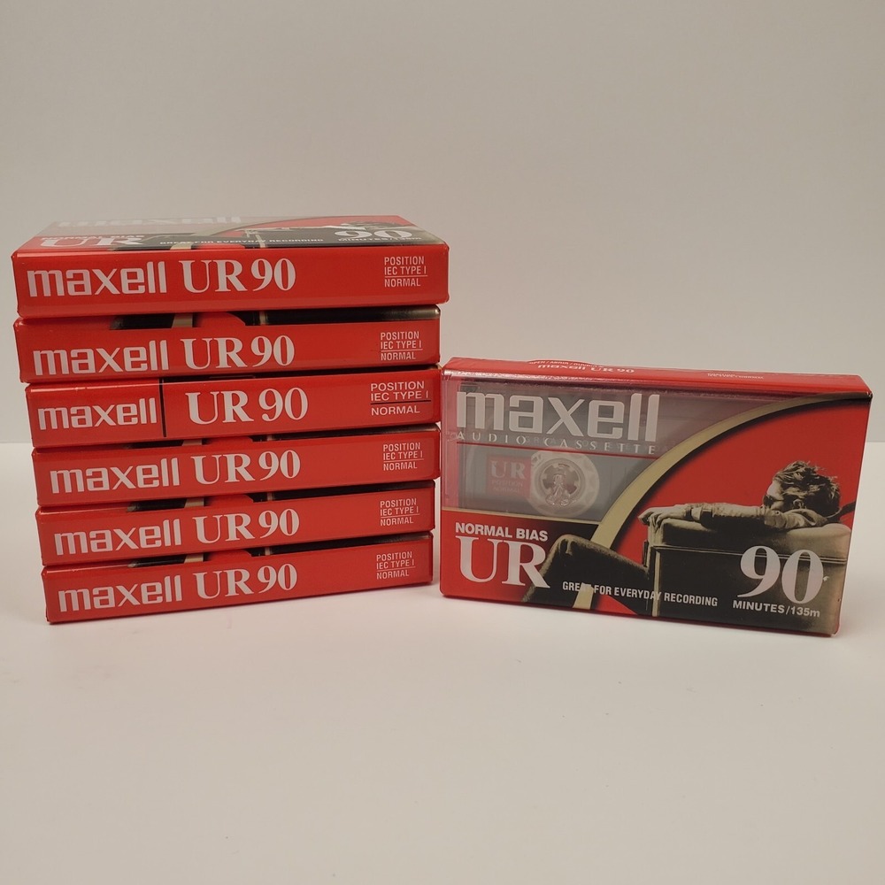 Maxell UR 90 Audio Cassette Tapes 90 Minute/135m Sealed Pack Lot of 7 New Sealed